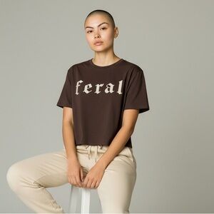 Dark Gray “FERAL” Graphic Crop Top – Size L